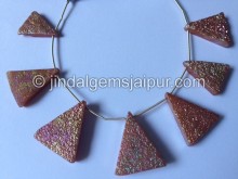Apricot Pink Druzy Triangle Shape Beads